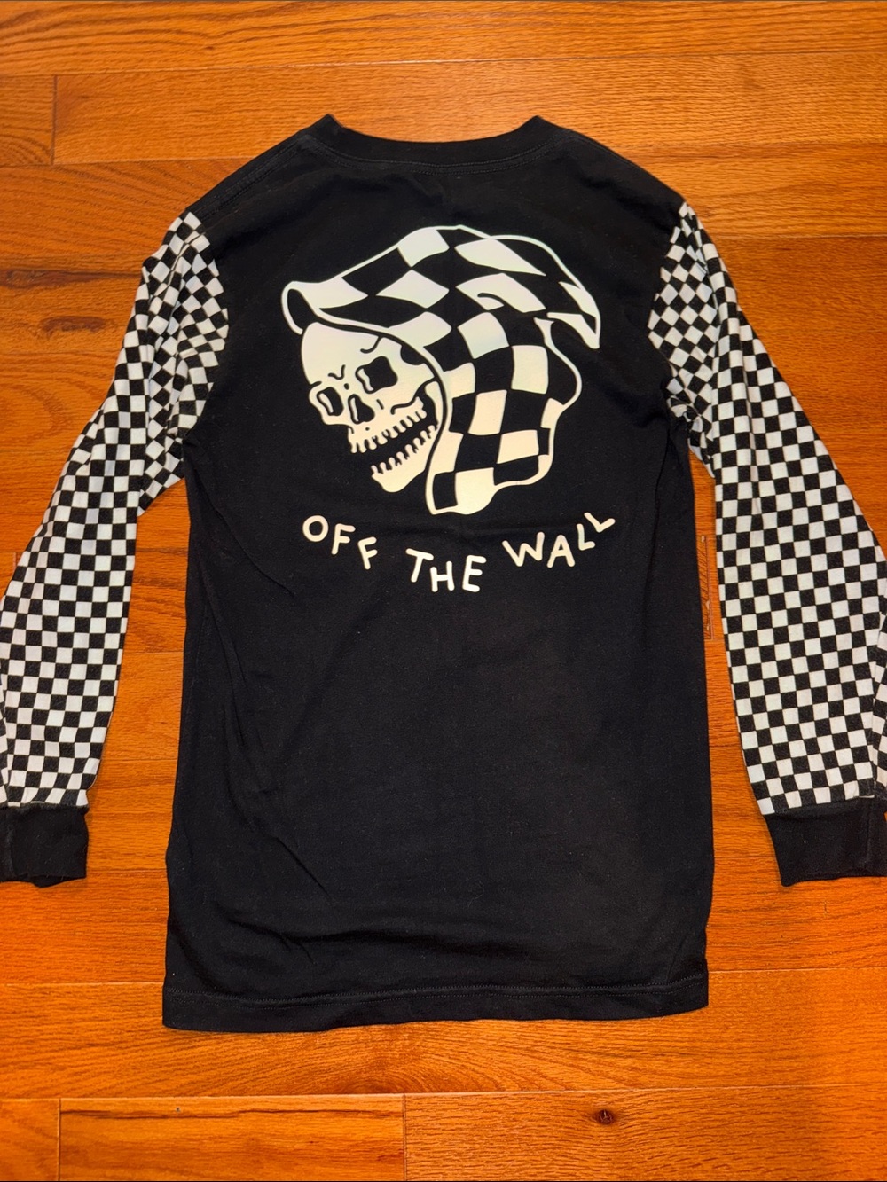 Vans X Sketchy Tank collab long sleeve checkered tee w/skull graphic Small